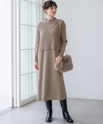 洗える】レイヤードニットツイン ワンピース（OPWWGW0564