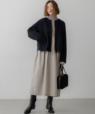 さりあ様値下げ❣️【極美品】23区〈洗える〉オーガニックコットンニットワンピース 洗える】ギャザーコンビ ニットワンピース（OPWWGW0658