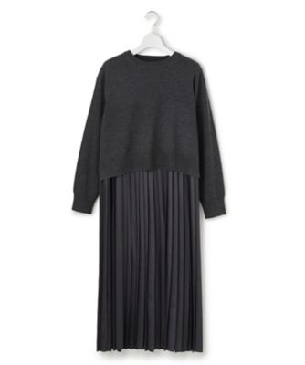 ＜23区 L (Women/大きいサイズ)＞ニットセットアップ　プリーツコンビ　ワンピース（ＯＰＷＷＧＷ６６５９）