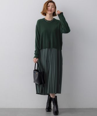 ニットセットアップ プリーツコンビ ワンピース（OPWWGW6659