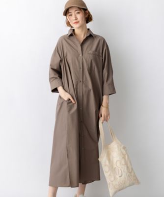 ＜23区 L (Women/大きいサイズ)＞ナイロンコットンタフタ　シャツワンピース（ＯＰＷＷＬＭ０４１２）