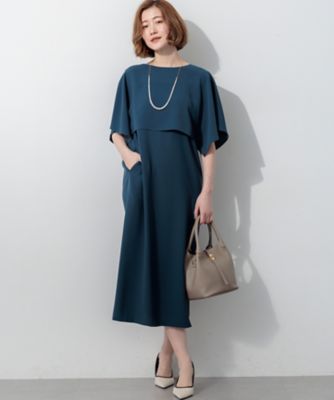 ネコさん様 MaxMara ITALY製 ロイヤルブルー ワンピース ケープ風 ストレッチジョーゼット ケープ風ワンピース（OPWWLM0631