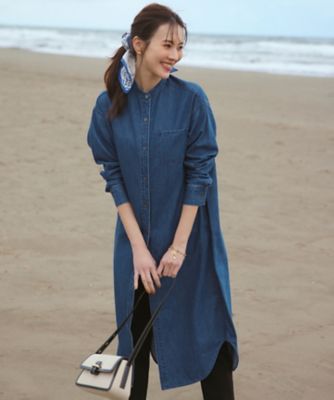 ＜23区 L (Women/大きいサイズ)＞【洗える】２３区ＤＥＮＩＭ　ライトダンガリー　シャツ　ワンピース（ＯＰＷＷＳＳ０２１７）