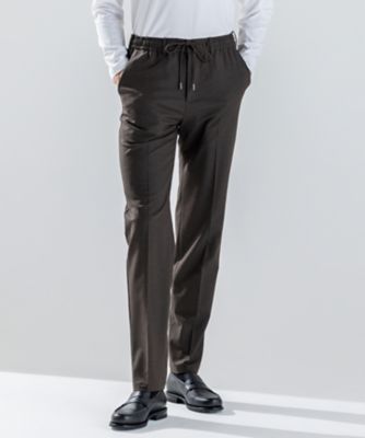 JOSEPH HOMME/ジョゼフ オム【洗える/しわになりにくい/ストレッチ/ウエストゴム仕様】ウール混キャリーマンストレッチ ドロスト付ストレートパンツ/HOVE(PPJH 035_コゲチャ パンツ・ズボン【三越伊勢丹/公式】