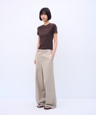 WOOL SILK TWILL ｜ タックレスワイドパンツ