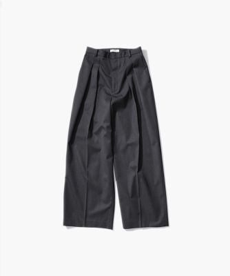 ＜ATON (Women/Men)＞ＣＯＭＰＡＣＴ　ＷＯＯＬ　｜　ツータックワイドパンツ（ＰＲＡＧＳＭ０１０４）