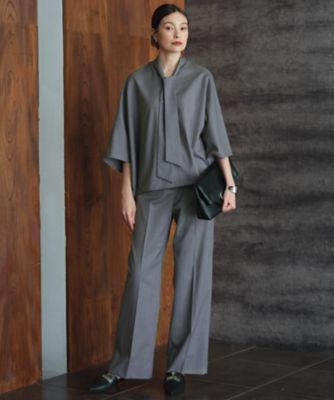 洗える】T／Wブロード ワイドストレートパンツ