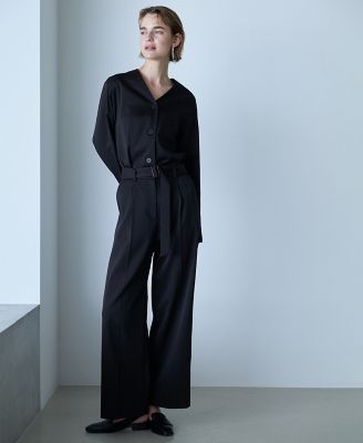 CLASSY．掲載・裏起毛】 ウォームサテン ワイドストレート