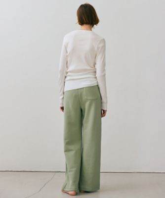【ＢＥＩＧＥ、ｅｃｒｕ／ＷＥＢ限定・洗える】ＬＯＯＰ　ＢＡＣＫ　／　コットンワイドストレートパンツ（ＰＲＣＷＣＷ０３５０）