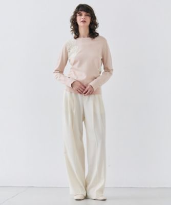 洗える】STEVIA ／ ウール混タックワイドパンツ