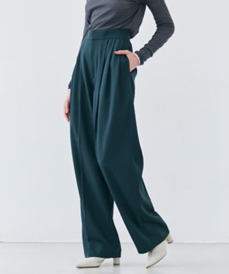 【SALE】BEIGE， (Women)/ベイジ【洗える・BAILA 4月号掲載】STEVIA/ウール混タックワイドパンツ(PRCWCW0606) 060_ミドリ パンツ・ズボン【三越伊勢丹/公式】