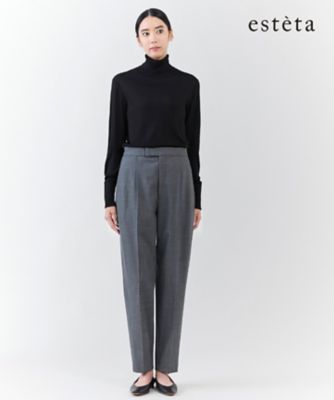 ＜esteta (Women)＞【エステータ】ウールトロドライストレッチ　タックテーパード　パンツ（ＰＲＨ６ＧＷ０９４６）