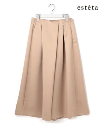 abcフリッターです。sacai プリーツ キュロット パンツ ベージュ エステータ／Precious掲載】フォルムサテン キュロットパンツ