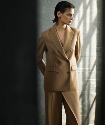 Paul Smith セットアップパンツスーツ　キャメル色　ワイドパンツ　2B エステータ】ウールギャバジン ワイド ラップパンツ