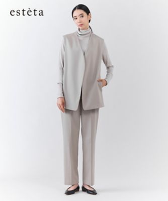 esteta (Women)/エステータ 大きいサイズ ライトダブルクロス パンツ(PRH7GW0920) 033_ベージュ パンツ・ズボン【三越伊勢丹/公式】