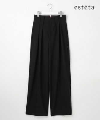 esteta (Women)/エステータ 大きいサイズ ウールトロドライストレッチ タックワイドパンツ(PRH7GW0926) 005_クロ パンツ・ズボン【三越伊勢丹/公式】