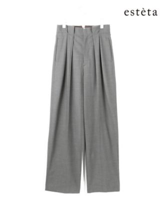 ＜esteta (Women)＞【エステータ】ウールトロドライストレッチ　タックワイドパンツ（ＰＲＨ８ＧＷ０９２６）