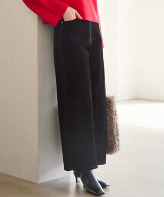 23区 S (Women/小さいサイズ)/ニジュウサンク エス【SLOW/一部店舗限定】フロッキーデニム ワイドパンツ(PRS2GW0952) 005_クロ パンツ・ズボン【三越伊勢丹/公式】