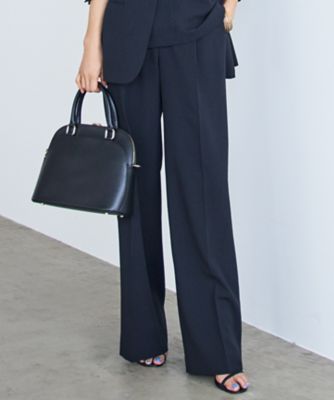 ＜自由区 S (Women/小さいサイズ)＞【カタログ掲載・セットアップ対応・セレモニー・ハレの日・通勤】テクスチャードスーツストレートワイド　パンツ（ＰＲＷ７ＬＭ０４１１）