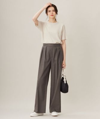 セットアップ対応・洗える】リネンレーヨンストレッチワイド パンツ