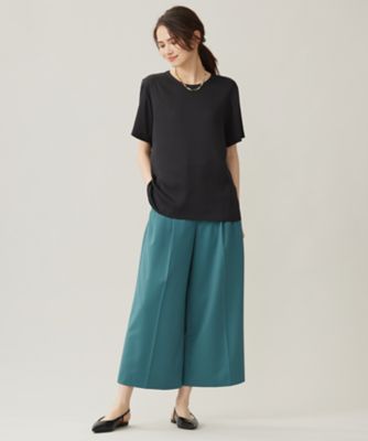 BRIEFING ストレッチハイウエストワイドクロップドパンツ　グレーS 洗える】TWラチネストレッチワイドクロップド パンツ