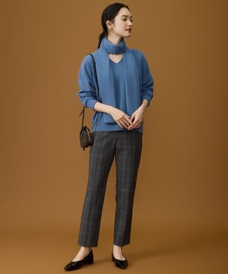 TRギャバ裏起毛チェック柄テーパード パンツ（PRWMGW0516