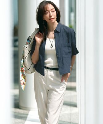 【Ｏｇｇｉ５月号掲載／洗える】リネンレーヨンストレッチ　ワイド　パンツ（ＰＲＷＯＧＭ０４０５）