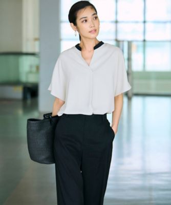 【Ｏｇｇｉ５月号掲載／洗える】リネンレーヨンストレッチ　ワイド　パンツ（ＰＲＷＯＧＭ０４０５）