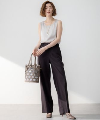 【Ｏｇｇｉ５月号掲載／洗える】リネンレーヨンストレッチ　ワイド　パンツ（ＰＲＷＯＧＭ０４０５）