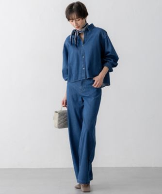 GLOW5月号掲載／洗える】ライトダンガリー ワイドパンツ