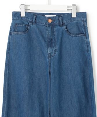 新品未使用タグ付き23区小さいサイズ ライトダンガリー ワイドパンツ30 GLOW5月号掲載／洗える】ライトダンガリー ワイドパンツ