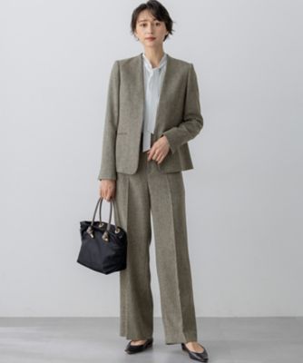 洗える／セットアップ対応】ウールライクカルゼ ワイド パンツ