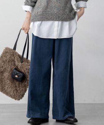滝沢眞規子さん着用／洗える】コットン コーデュロイ ワイド パンツ
