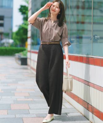 CanCam・VERY掲載】リネンライクグロッシー ワイドパンツ