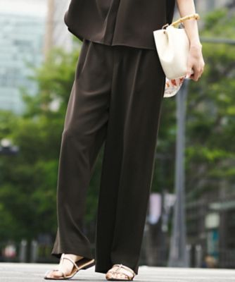 【まる】23区★オンワードプレミアムストレッチパンツ WEB＆一部店舗限定】ストレッチジョーゼット ワイドパンツ