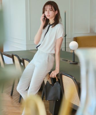 23区【洗える】リネンレーヨン ストレッチテーパードパンツ 洗える】リネンレーヨンストレッチ テーパードパンツ / 23区