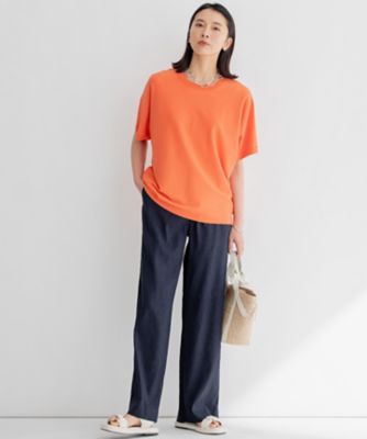 洗える】リネンレーヨンストレッチ ワイド パンツ
