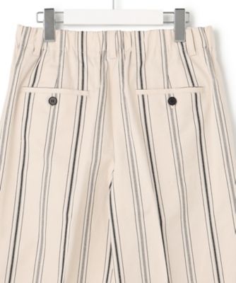 洗える】コットンリネンストライプ クロップド パンツ