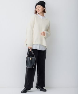 【洗える】２３区ＤＥＮＩＭ　ベルベットストレッチ　ワイドパンツ（ＰＲＷＯＳＷ０４２１）