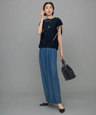 カタログ掲載・洗える】レーヨンデニムワイド パンツ