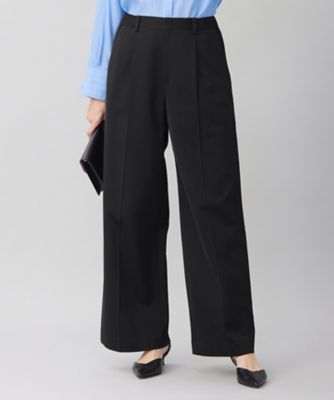 ＜自由区 L (Women/大きいサイズ)＞【洗える】ライトフィールジャージータックワイド　パンツ（ＰＲＷＲＣＭ０３１２）