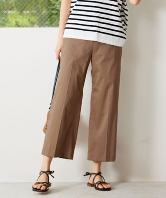 ＜自由区 L (Women/大きいサイズ)＞【接触冷感・洗える】コットンサテンストレッチクロップド丈ワイド　パンツ（ＰＲＷＲＣＭ０４１５）