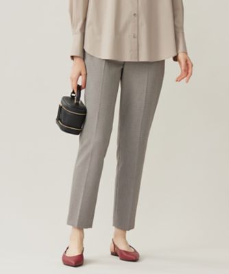 撥水加工・洗える】TRギャバチェック柄テーパード パンツ