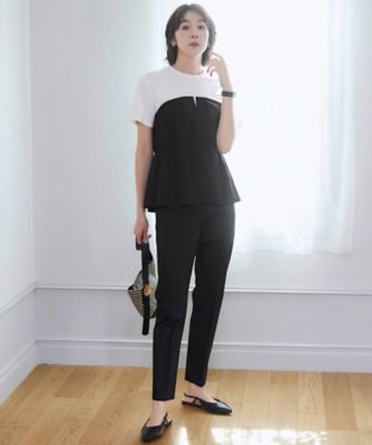 自由区名品パンツ・新色追加】コットンサテンテーパード パンツ