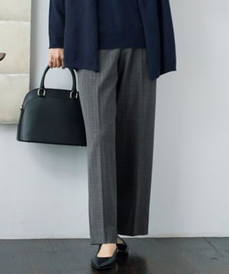 ＜自由区 L (Women/大きいサイズ)＞【撥水加工・洗える】ＴＲギャバ裏起毛チェック柄ワイド　パンツ（ＰＲＷＲＧＳ６５２１）