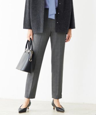 ＜自由区 L (Women/大きいサイズ)＞【撥水加工・洗える】ＴＲギャバ裏起毛チェック柄テーパード　パンツ（ＰＲＷＲＧＳ６５２３）