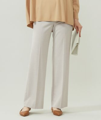 ＜自由区 L (Women/大きいサイズ)＞ＴＲギャバチェック柄ストレート　パンツ（ＰＲＷＲＧＷ０３２１）