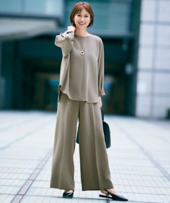 トリアセダブルクロスワイドストレートパンツ 19号サイズまで展開・ご好評アイテム・カタログ掲載・セレモニー