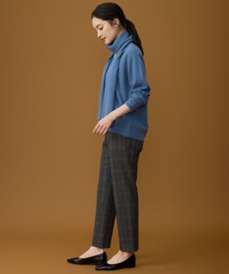 19号サイズまで展開】TRギャバ裏起毛チェック柄テーパード パンツ