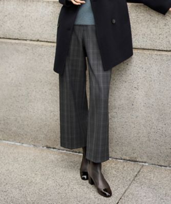 ＜自由区 L (Women/大きいサイズ)＞【１９号サイズまで展開】ＴＲギャバ裏起毛チェック柄ワイド　パンツ（ＰＲＷＲＧＷ０５１８）